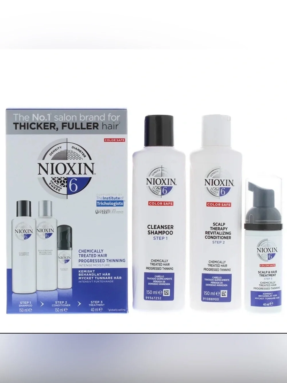 NIOXIN System 6 Kit~Shampoo+Conditioner Scalp Treatment~Color Safe~New In Box!